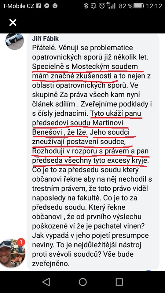 Ohlas na facebooku na Mosteck eurotunel